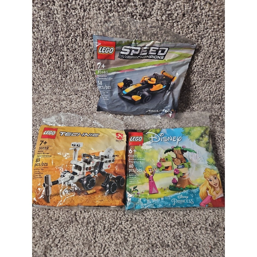 Lot Of 3 Lego Bagged Kits.   Disney Princess  Technic Speed Champions New